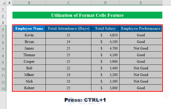  Utilization of Format Cells Feature