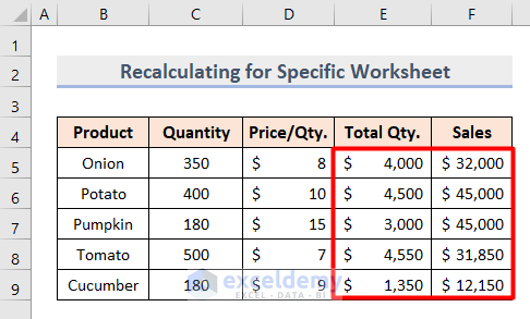 Insert VBA to Force Recalculation for Specific Worksheet in Excel