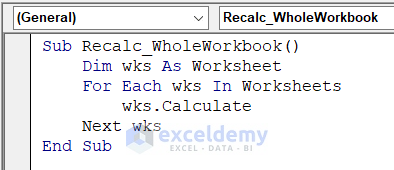 Push Recalculation in Whole Workbook with Excel VBA