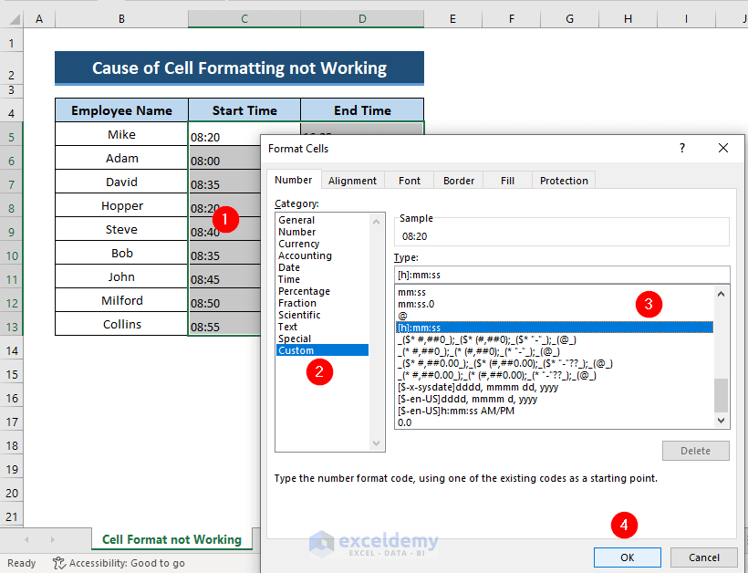Format Cells to Solve Excel Formatting Not Working Unless Double Click Cell