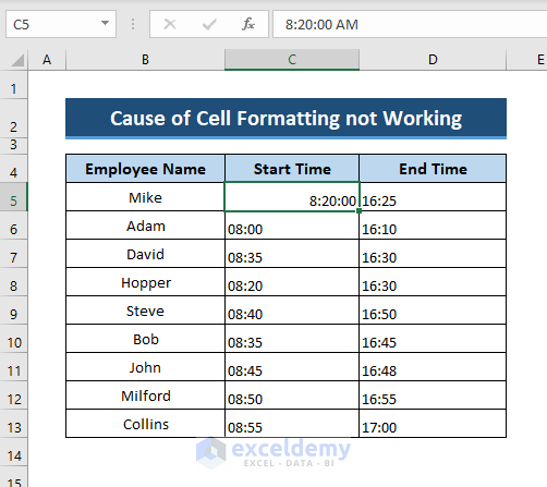 Excel Formatting Not Working Unless Double Click Cell