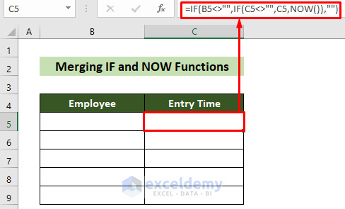 Formula to Record Time of Data Entry in Excel