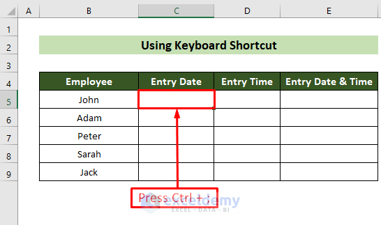 Use Keyboard Shortcut to Get Instant Date