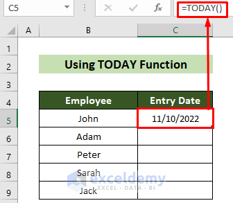 Use TODAY Function to Get Instant Date