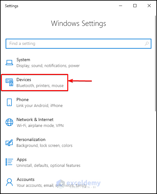Access the Devices Settings Window