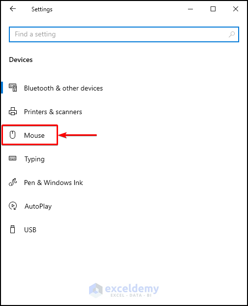 Access the Mouse Settings Window