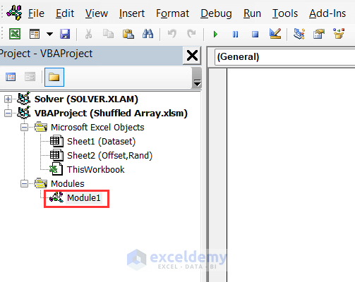 Using VBA OFFSET, RAND Functions to Shuffle an Array in Excel