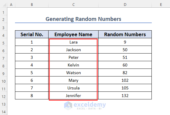 Generating Some Random Numbers to Shuffle an Array Using VBA in Excel