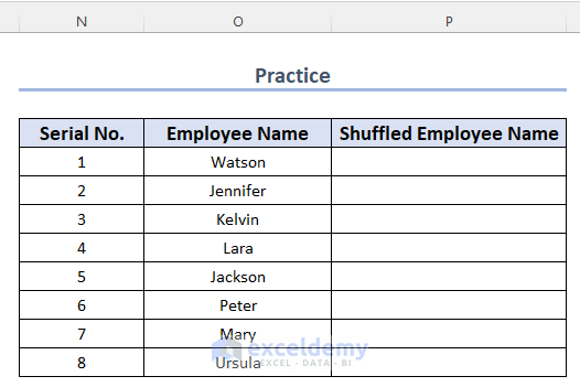 practice section to shuffle array in Excel VBA