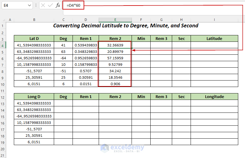 Using Formulas to create Excel Latitude Longitude converter