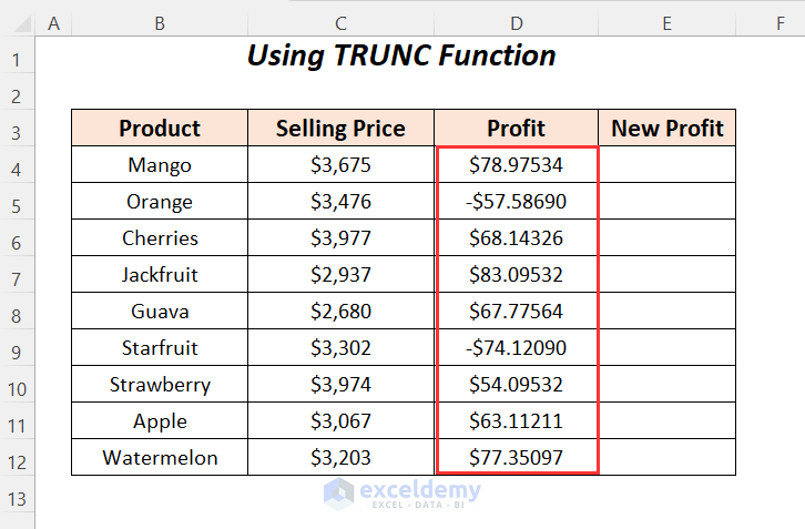 Using TRUNC Function to Reduce Decimal Places in Excel Permanently