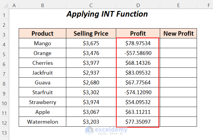 Using INT Function to Reduce Decimal Places in Excel Permanently