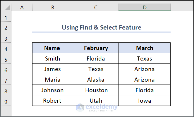 Using Find & Select Feature