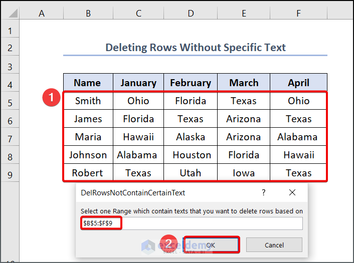 How to Delete Rows Without Specific Text in Excel