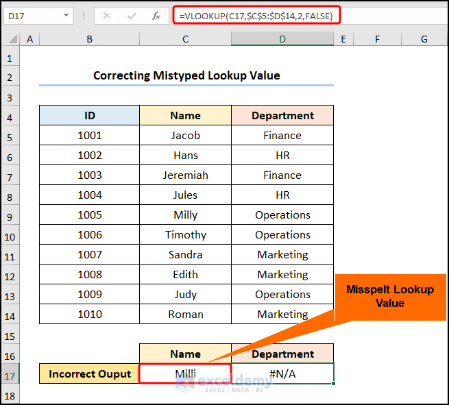 Correcting Mistyped Lookup Value 