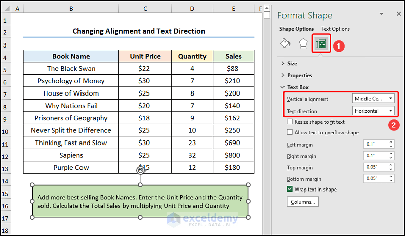 Boxed Table Format Formatting Text Box in Excel: All Properties to Explore - ExcelDemy