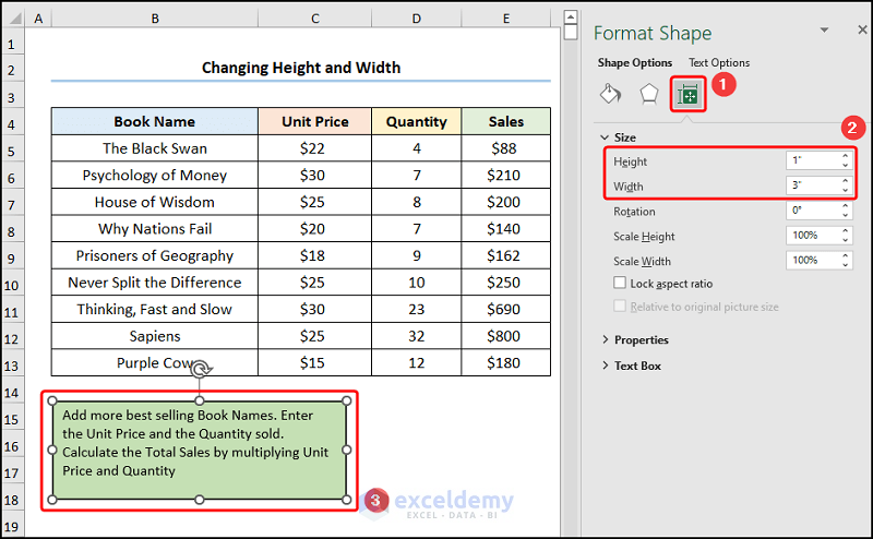How to Change the Height and Width of a Text Box in Excel