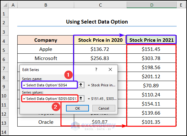 how to add data points to an existing graph in excel with the select data tool