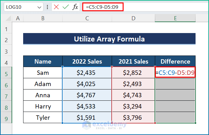 Utilize Array Formula in Excel Column