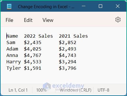Text File to Change Encoding in Excel