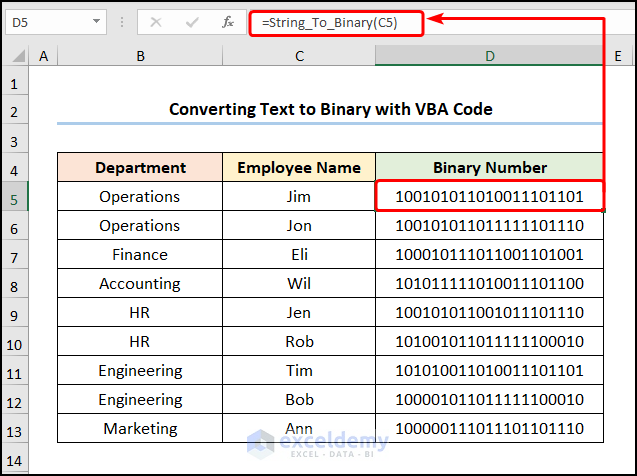 excel text to binary with VBA Code