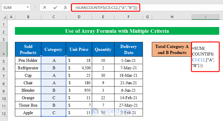 Array Formula with Multiple Criteria
