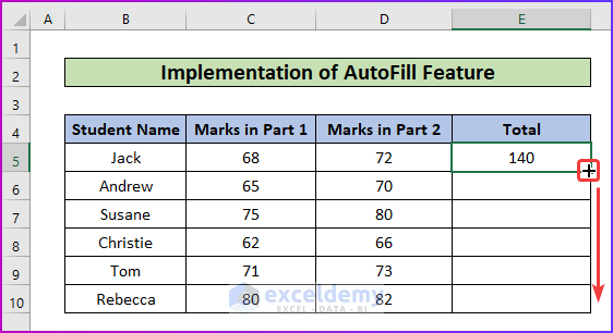 Implementing AutoFill Feature as An Easy Way to Copy SUM Formula in Excel