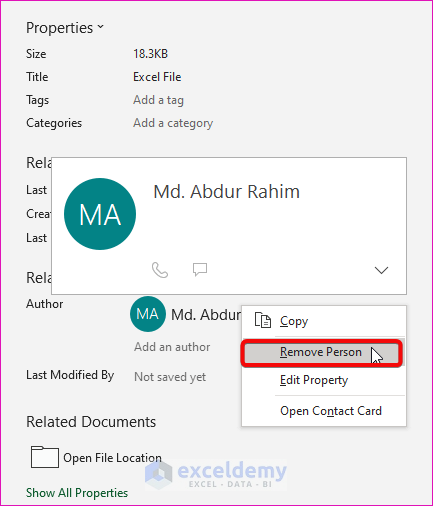 Remove Metadata from Excel