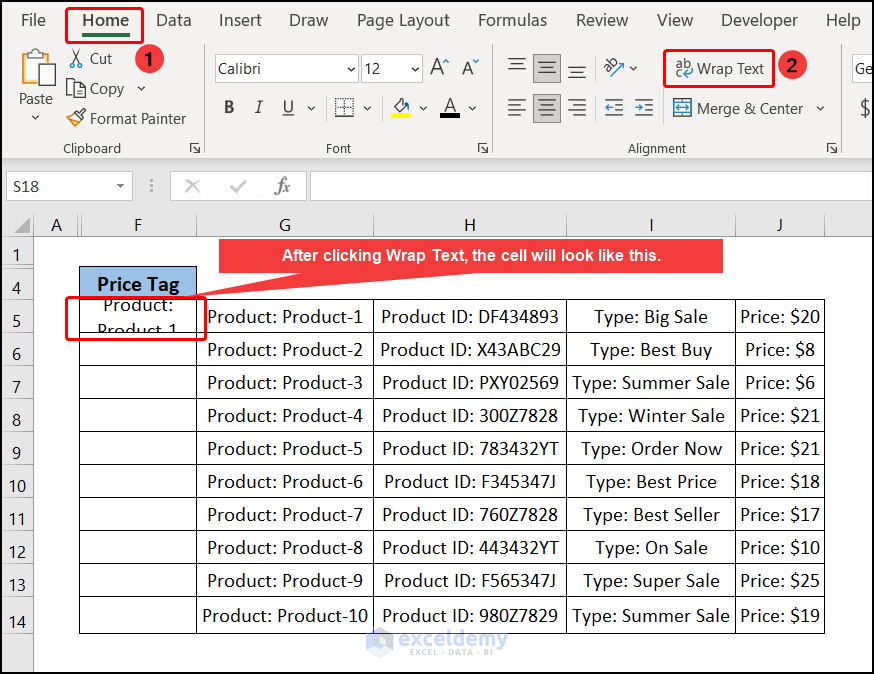 Create Price Tags Within a Cell