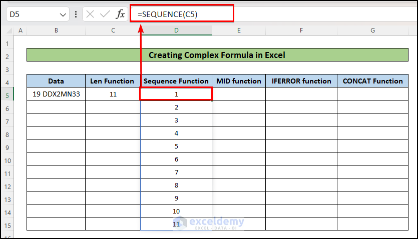 Using Sequence function to Create a Complex Formula in Excel