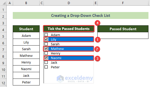 Created an Interactive Drop Down Checklist in Excel