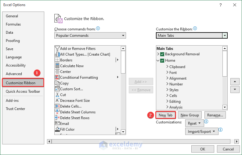 Click on New Tab to Design Data Entry Form in Excel