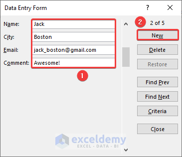 Designed Data Entry Form Window