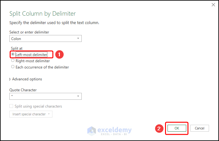 selecting left most delimiter