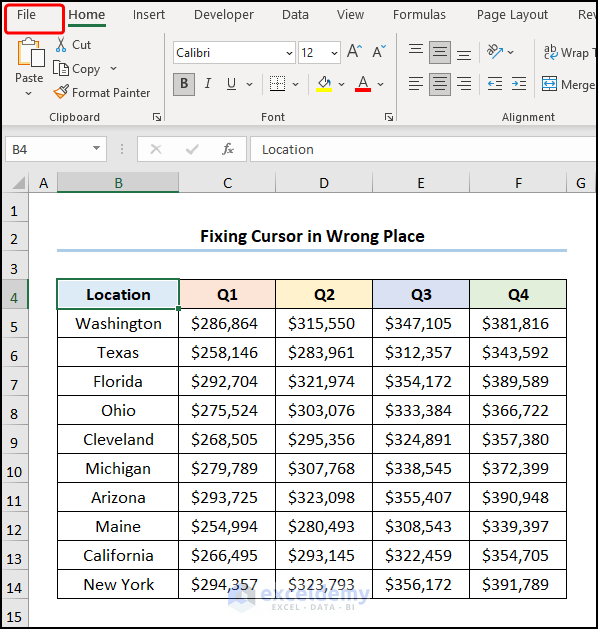 What to Do If Excel Cursor Is in the Wrong Place