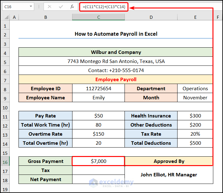 Calculating Gross Payment in payroll in excel