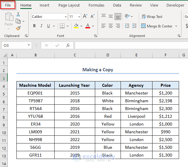 Using Save As to Copy an Excel File