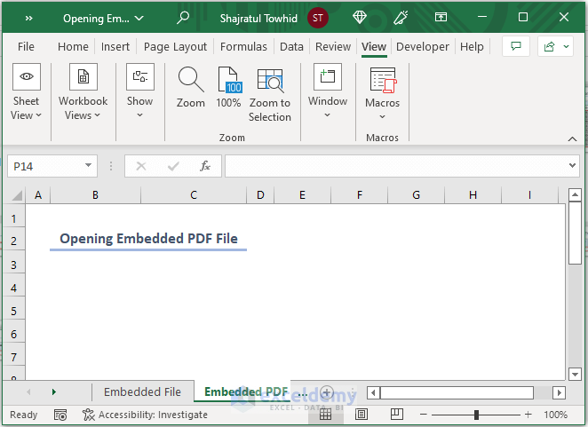 How to Open Embedded PDF in Excel