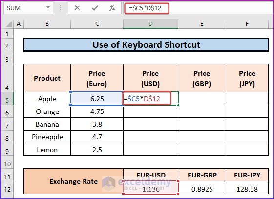 Using Keyboard Shortcut for Removing Unnecessary as An Easy Method to Remove Anchor in Excel