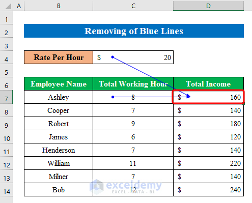 How to Remove Blue Lines in Excel