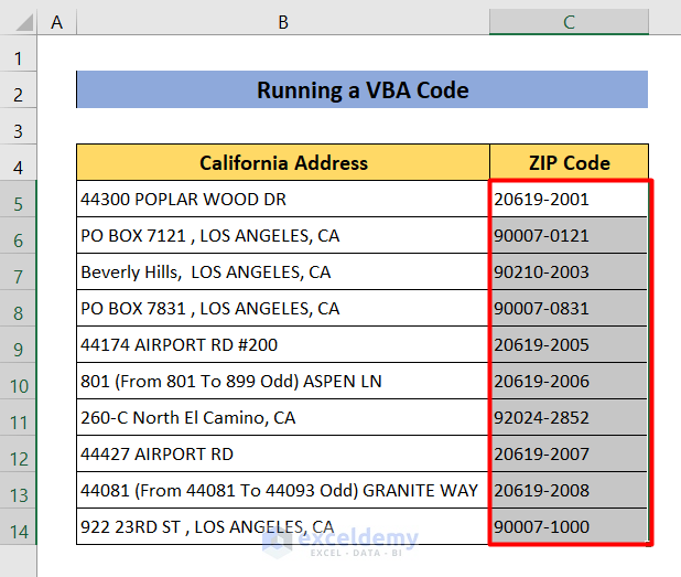 How to remove last 4 digit of Zip codes using a VBA Code