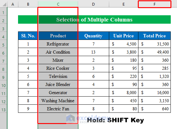 How to Select Multiple Columns