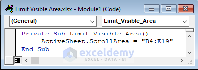 Run Excel VBA Code to Set Limit for Visible Area in Excel