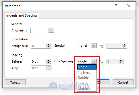 How to Space in Excel Text Box 