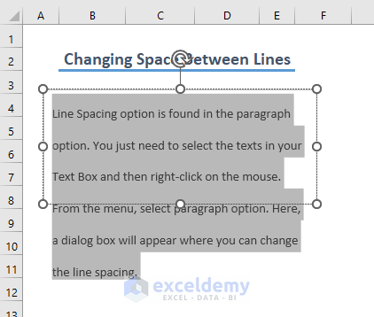 How to Space in Excel Text Box