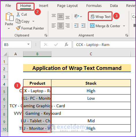 Apply Wrap Text Commandas An Easy Method to Stop Excel from Truncating Text