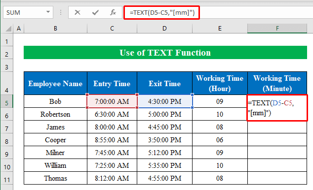 Using TEXT Function to Subtract Time and Convert to Number in Excel