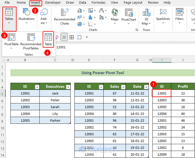 Insert Table to Update Data Model in Excel