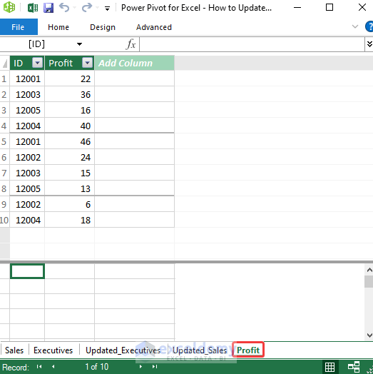 Power Pivot from Excel Window