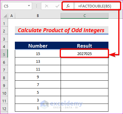 Applying the FACTDOUBLE Function to Calculate the Product of Odd Integers